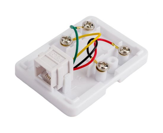 Одинарная внешняя телефонная розетка RJ-12(6P4C) Cabeus белая WS-6P4C-TEL-1 – изображение 2