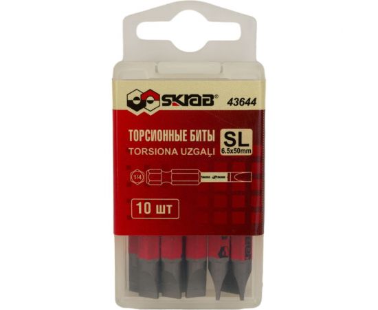 Биты торсионные красные (10 шт; SL6.5; 50 мм) SKRAB 43644 – изображение 6