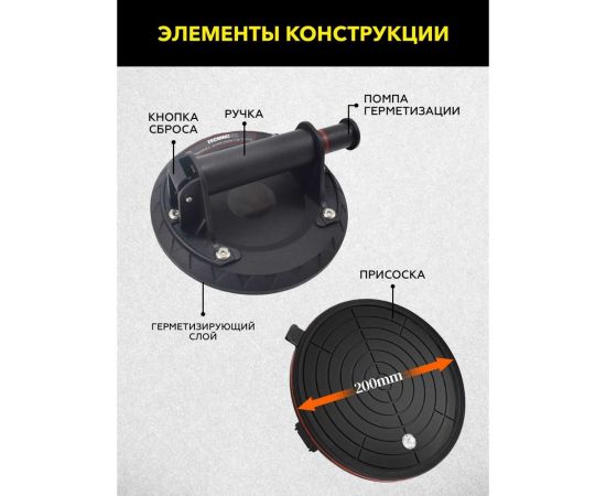 Присоска с ручной помпой TECHNICOM 110 кг TC-F110 – изображение 4
