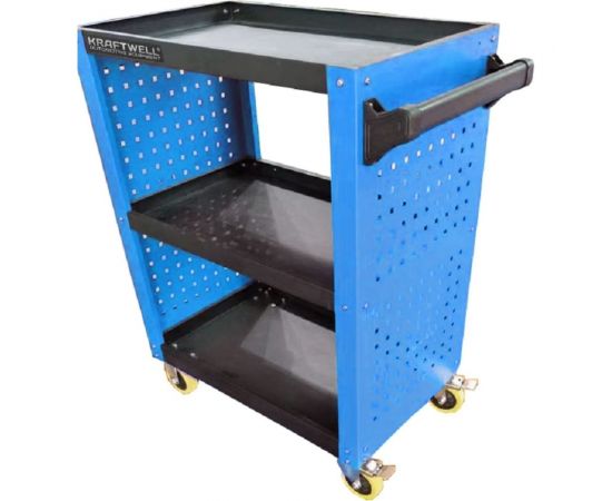 Инструментальная тележка KraftWell с 3 открытыми полками и перфорированными боковинами KRW-T3PB 