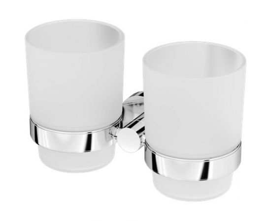 Двойной стеклянный стакан с настенным держателем, хром AM.PM A74343400 