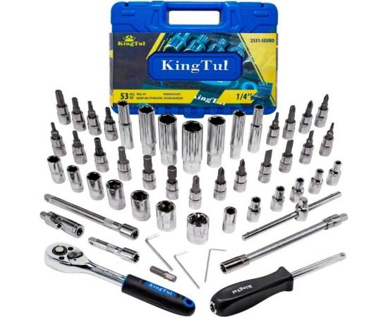 Набор инстру??ента KINGTUL 53пр., 1/4, 6-гран., 4-14мм, головки глубокие 6-14мм KT-2531-5 EURO 51110 