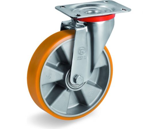 Колесо поворотное большегрузное (80 мм; 200 кг; полиуретан TR/алюминий) Tellure rota 659301 