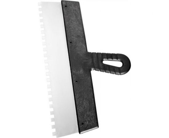 Шпатель из нержавеющей стали, 350 мм зуб 10х10 мм пластмассовая ручка СИБРТЕХ 85507 – изображение 2