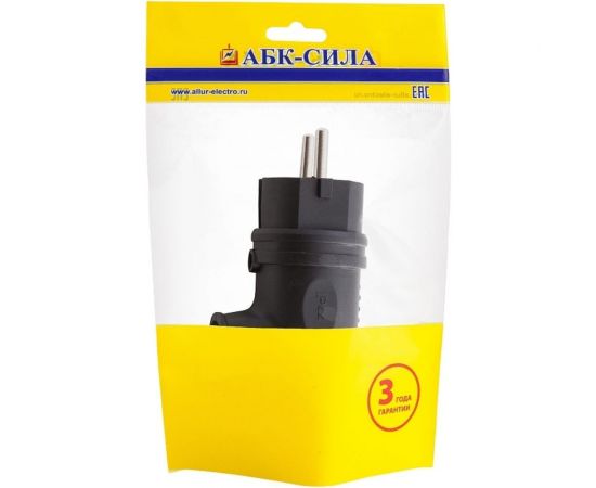 Угловая вилка АБК-СИЛА с кольцом каучук 16А 220В с заземляющим контактом IP- 44 2903002 – изображение 5