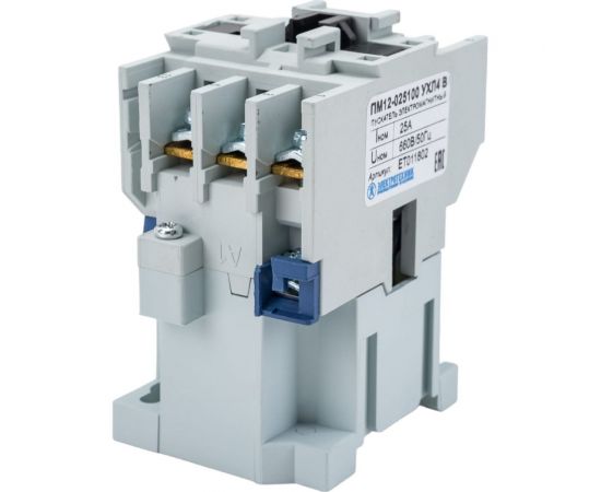 Электромагнитный пускатель Электротехник ПМ12-025100 УХЛ4 В, 220В/50Гц, 1з, 25А, нереверсивный, без реле, IP00 ET011802 – изображение 3