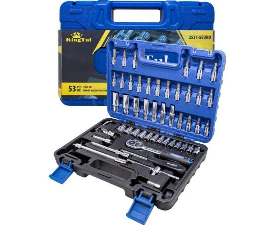 Набор инстру??ента KINGTUL 53пр., 1/4, 6-гран., 4-14мм, головки глубокие 6-14мм KT-2531-5 EURO 51110 – изображение 2