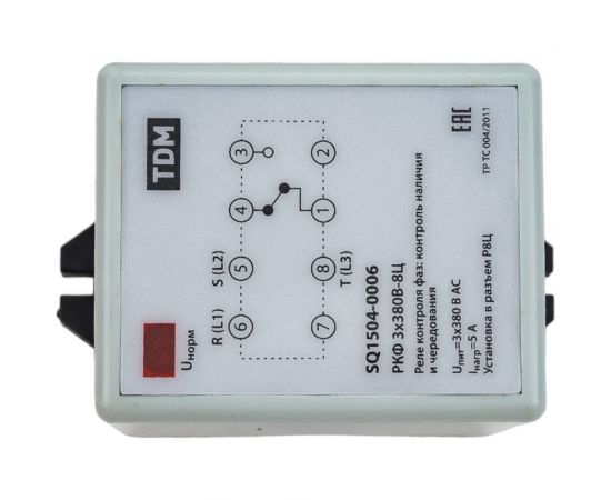 Цокольное реле контроля фаз TDM РКФ 3х380В-8Ц SQ1504-0006 – изображение 4