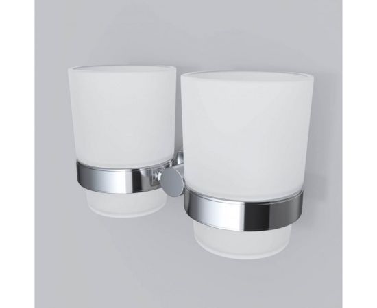 Двойной стеклянный стакан с настенным держателем, хром AM.PM A74343400 – изображение 4