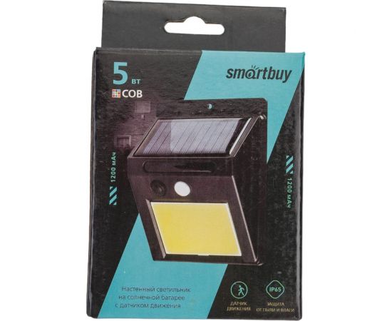 Настенный светильник Smartbuy на солнечных батареях, с датчиком движения, COB, 5 Вт, черный SBF-32-MS – изображение 5