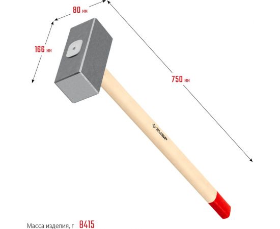 Кованая кувалда ЗУБР 8 кг, деревянная рукоятка, 750 мм 20112-8 – изображение 5