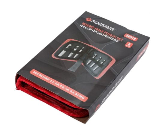 Набор пробойников Forsage 6 предметов 3.2, 4, 4.8, 5.6, 6.4, 8 мм F-3691B 50829 – изображение 2