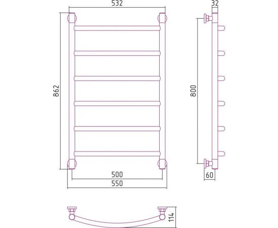 Полотенцесушитель Сунержа ДР ГАЛАНТ 800х500 без покрытия 00-0200-8050 – изображение 2