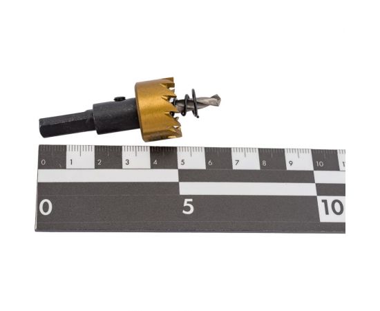 Коронка HSS с нитридтитановым покрытием по металлу 22 мм DENZEL 724103 – изображение 3