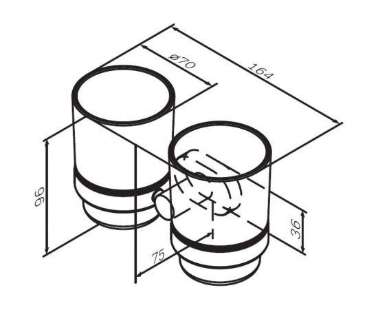 Двойной стеклянный стакан с настенным держателем, хром AM.PM A74343400 – изображение 2
