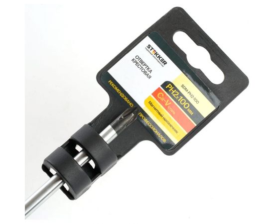 Крестовая отвертка STEKKER Ph 2 х 100 мм, cr-v, двухкомпонентная рукоятка SDM-PH2-100, 39770 – изображение 3
