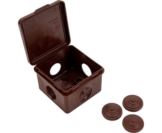 Распаячная коробка IEK км 65x65x50мм о/к ip54 4 вв. дуб UKO31-065-065-050-K24-54 – изображение 3