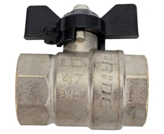 Шаровой кран LD Pride латунь никель Ду20 Ру40 ВР полнопроходной бабочка 007-9924 