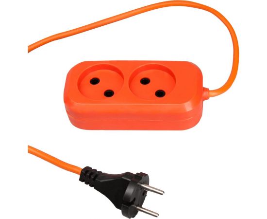 Сетевой удлинитель МПП УДЛИНИТЕЛЬ У-2-3, 1300 Вт, 6А, 2гнезда, 3 м, без заземления, оранжевый, ПВС, 2x0,75 999000000003401 