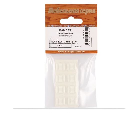 Амортизатор ЕВРОПАРТНЕР прозрачный, самокл., 15x15/3 (8 шт.) 16 9158 1 – изображение 2