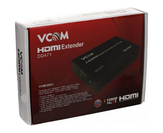 Удлинитель HDMI по витой паре VCOM до 60м, extender +2 блока питания DD471 – изображение 2
