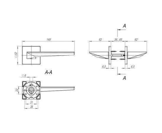 Раздельная ручка Fuaro PHANTOM SL SSC-16 сатинированный хром 44297 – изображение 2