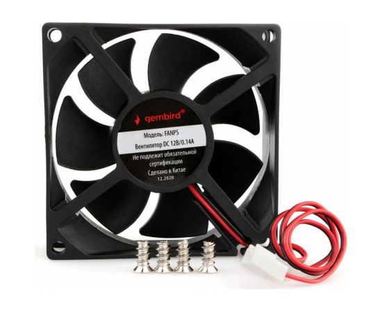 Вентилятор Gembird 80x80x25, втулка, 2 pin, провод 30 см, FANPS – изображение 2