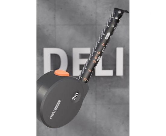 Рулетка DELI home series gray ht8316c 3мх16мм, эксклюзивный дизайн, корпус из софттач пластика, противоскользящая резиновая вставка, подарочная упаковка 112896 – изображение 5