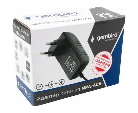 Адаптер питания Gembird 9В/1А, 1 штекер 5,5x2,5мм, NPA-AC6 – изображение 2