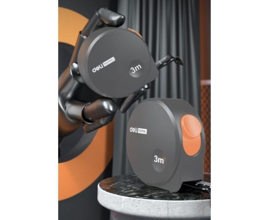 Рулетка DELI home series gray ht8316c 3мх16мм, эксклюзивный дизайн, корпус из софттач пластика, противоскользящая резиновая вставка, подарочная упаковка 112896 – изображение 4