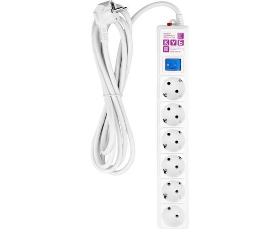 Фильтр-удлинитель Power Cube 5м 6розеток, серый 16А, 3х1,5мм2, SPG6-16-5М – изображение 3