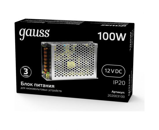 Блок питания LED STRIP PS 100W 12V Gauss 202003100 – изображение 2