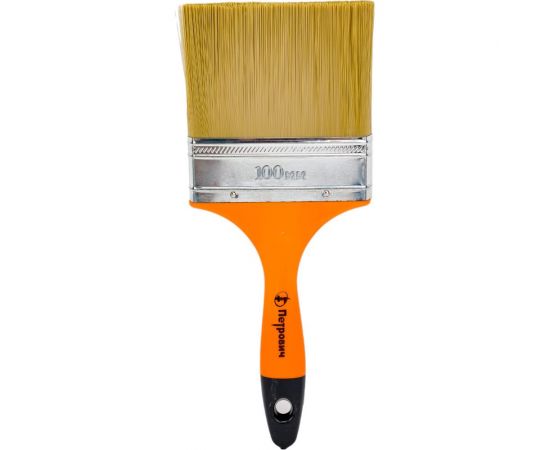 Плоская кисть Петрович 100 мм, искусственная щетина, пластиковая рукоятка 4100002280 