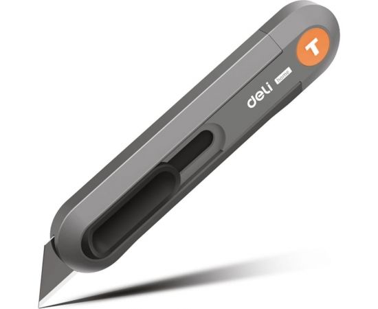 Технический нож DELI home series gray ht4008c Т-образное лезвие, эксклюзивный дизайн, софттач пластик, безопасная конструкция, подарочная упаковка 112885 