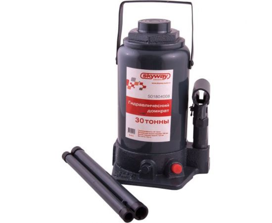 Гидравлический бутылочный домкрат SKYWAY 30т h 255-405 мм с клапаном в коробке S01804008 