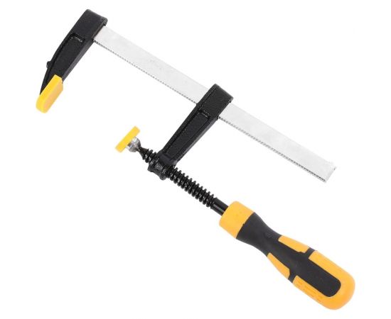 Столярная F-образная струбцина DELI dl110515 150x50 мм, максимальное усилие зажима 1000 Н, резьба 9,5 мм, штанга 3,5 мм 112036 