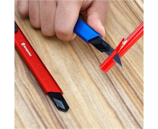 Нож для графических работ WORKPRO с отламывающимися лезвиями 30 град. 9мм WP212012 – изображение 5