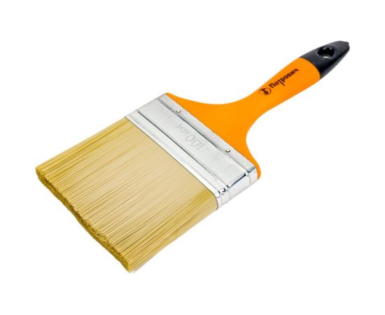 Плоская кисть Петрович 100 мм, искусственная щетина, пластиковая рукоятка 4100002280 – изображение 4