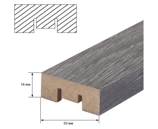 Интерьерная рейка Стильный Дом МДФ, 2700x50x16 мм, дуб серый, 7 штук v530972 – изображение 6