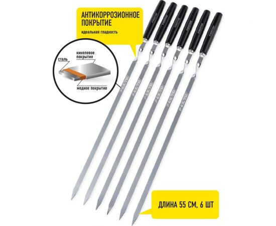 Набор для гриля Forester вилка , лопатка, щипцы, 6 шампуров 55 см, в чехле BBQ-9 – изображение 14