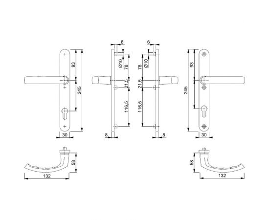 Профильный гарнитур HOPPE 1540/3346 Liege PZ92 F1 серебристый анодир. алюминий, Schnellstift, 37-42мм 65597 – изображение 2