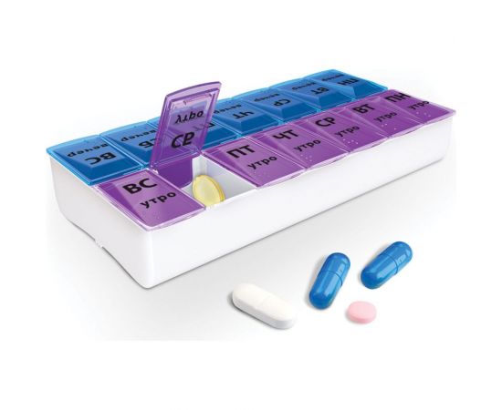 Таблетница - контейнер для лекарств и витаминов DASWERK 7 дней/2 приема, большой объем 630844 – изображение 7