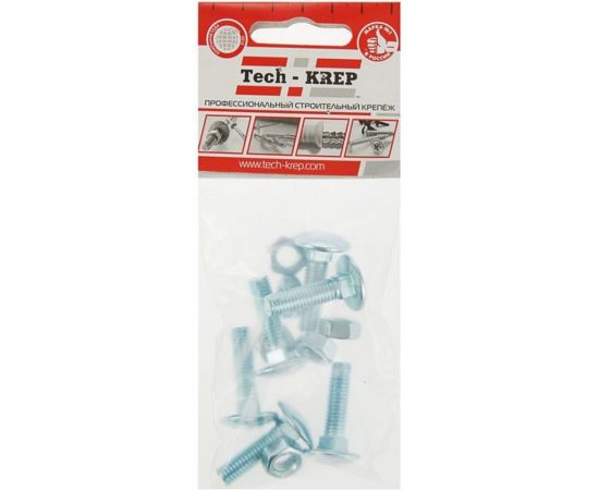 Мебельный болт Tech-Krep DIN603 оцинк. М8х50 с гайкой 4 шт 108769 – изображение 2