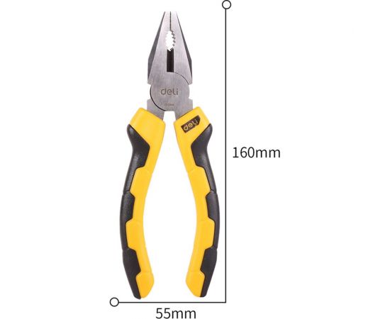 Комбинированные плоскогубцы DELI DL2006 160мм, CrV, двухкомпонентная рукоять 98444 – изображение 3