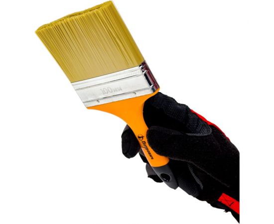 Плоская кисть Петрович 100 мм, искусственная щетина, пластиковая рукоятка 4100002280 – изображение 2