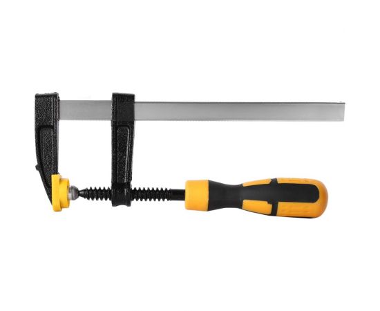 Столярная F-образная струбцина DELI dl110515 150x50 мм, максимальное усилие зажима 1000 Н, резьба 9,5 мм, штанга 3,5 мм 112036 – изображение 3