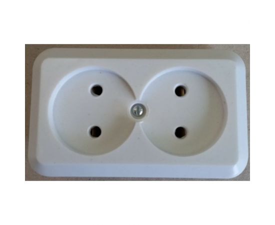 Розетка ООО Ливны-Электро РА 10-009 2-х местная, белая РАф 934 