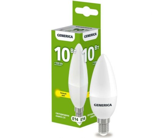 Светодиодная лампа GENERICA C35 свеча 10Вт 230В 3000К E14 LL-C35-10-230-30-E14-G 