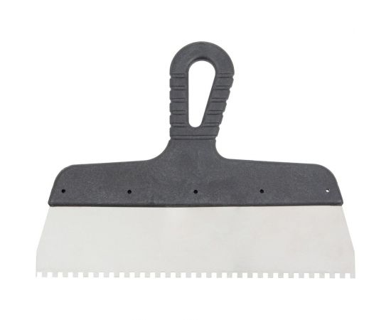 Зубчатый шпатель КЭС 4x4 мм, нержавеющая сталь, пластиковая рукоятка, 150 мм 10000032 