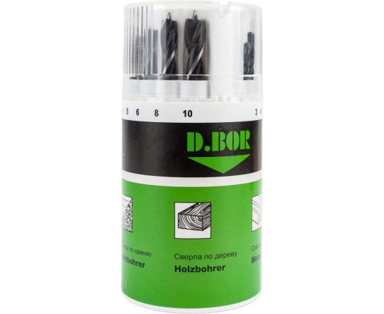 Набор сверл MAXI MIX (18 шт, 3-10 мм) по металлу, камню, дереву D.BOR 175718107D 
